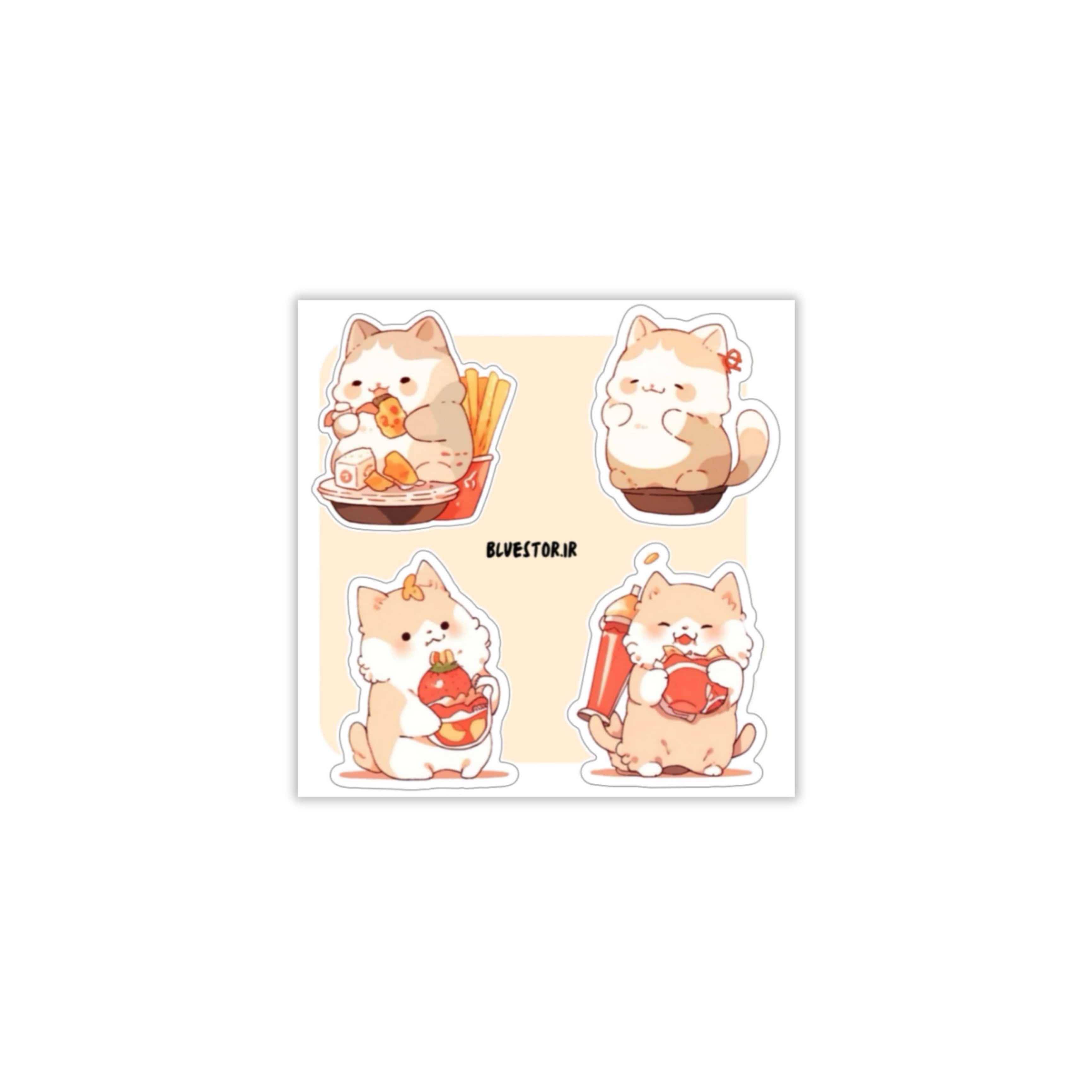 استیکر Cute Eating cat